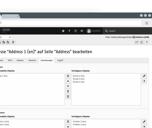 Address Manager group settings Create multiple categories for groups, positions and organizations