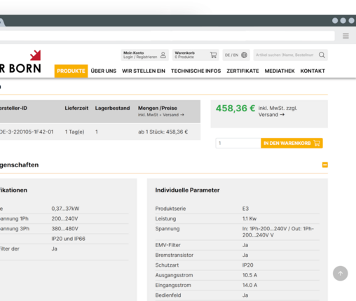 Product view Product view - Klinger & Born implemented by www.christophrunkel.de