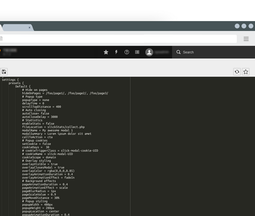 Slick Modal settings Slick Modal settings