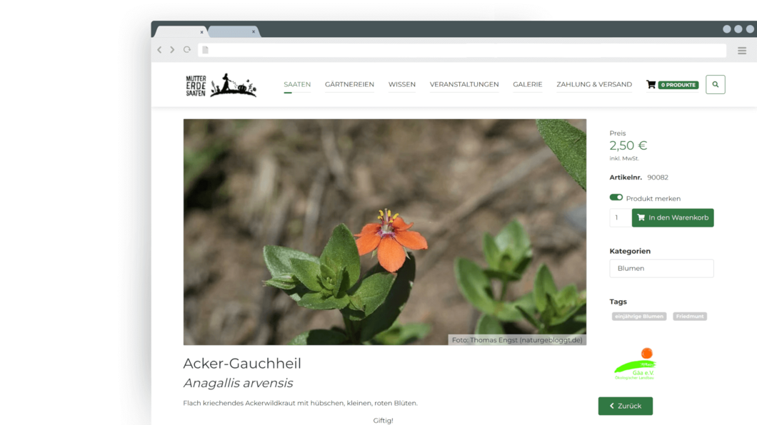 Product view Product view - Mutter Erde Saaten implemented by coding.ms