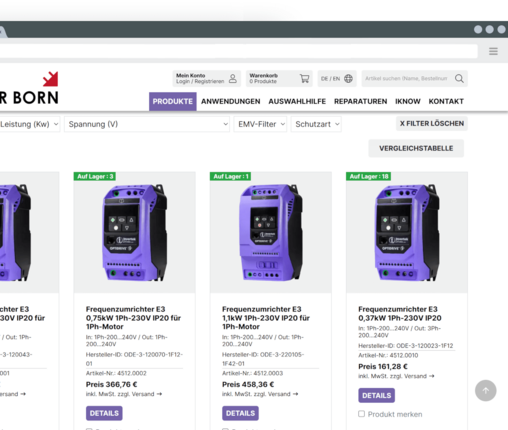 Product list view Product list view - Klinger & Born implemented by www.christophrunkel.de