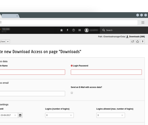 Downloadmanager download access create new download access