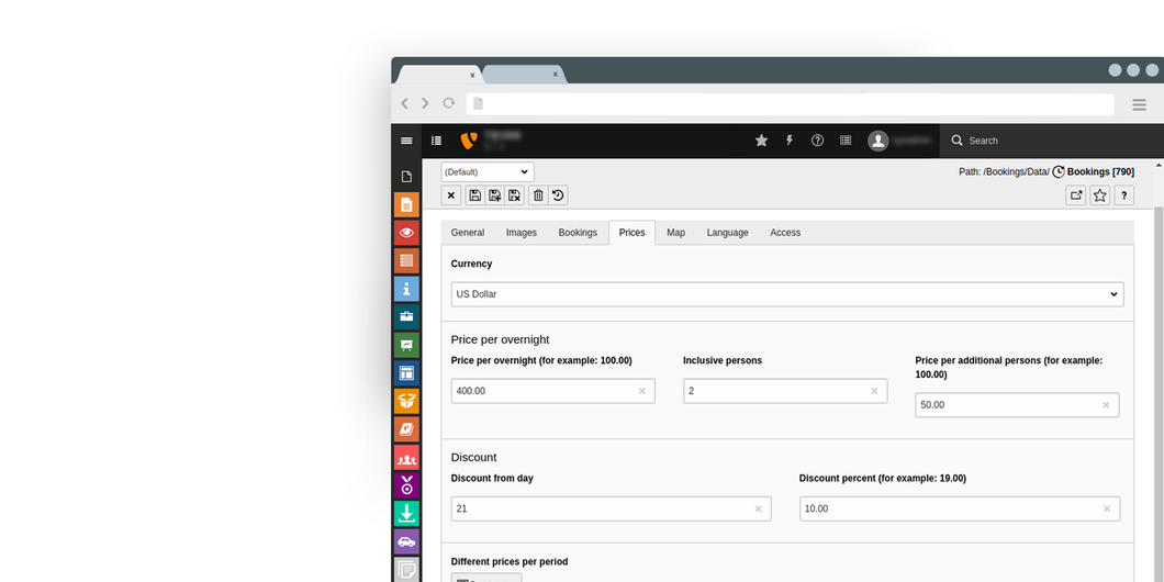 Bookings object prices settings Edit booking prices