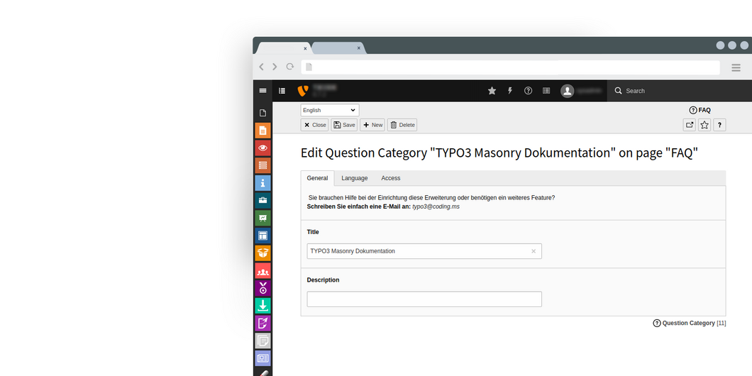 TYPO3 Questions Extension edit category TYPO3 Questions edit category