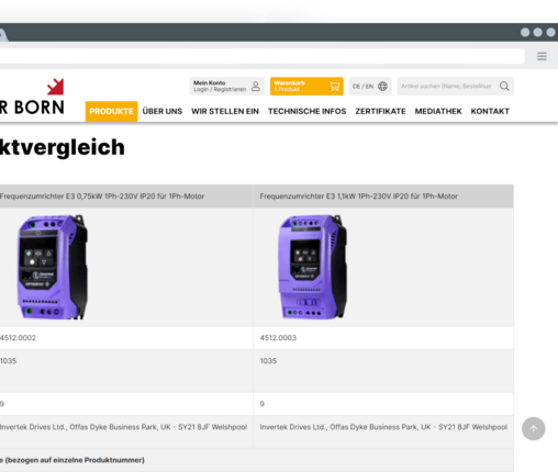 Product compare view Product compare view - Klinger & Born implemented by www.christophrunkel.de