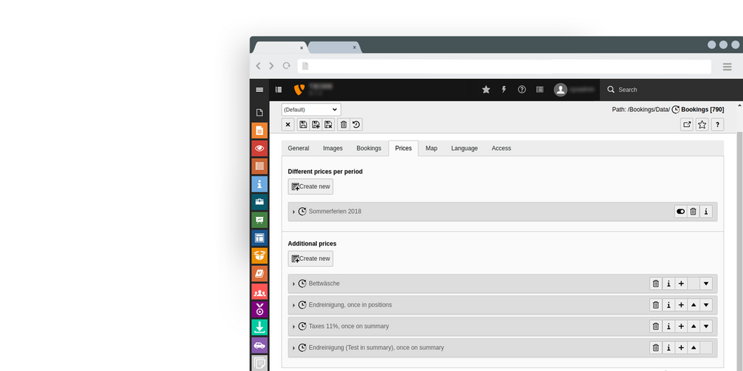 Bookings object prices additional settings Edit additional prices settings