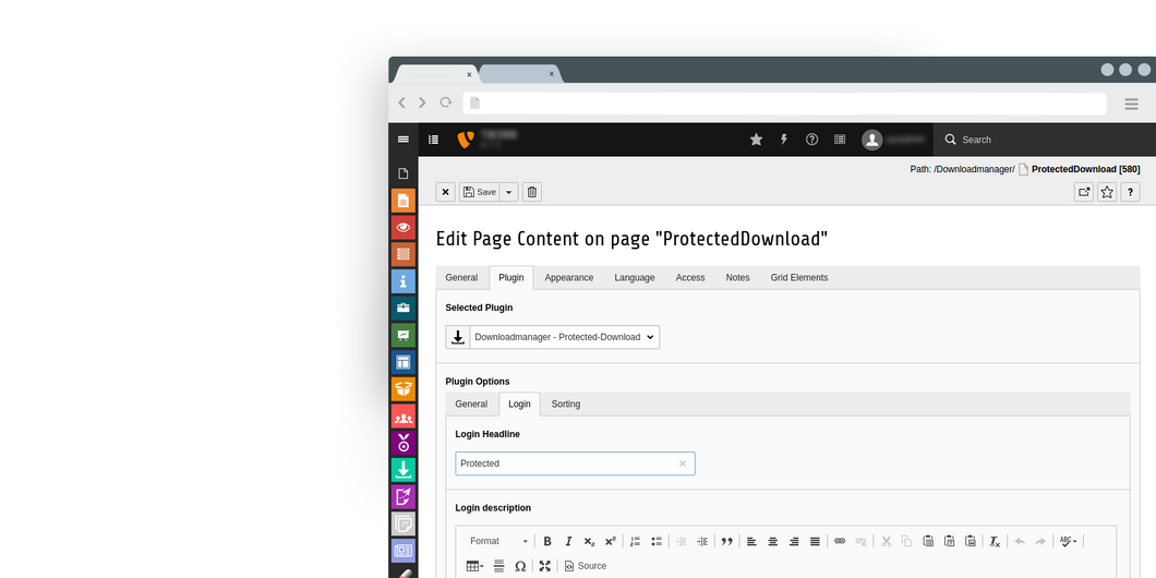 Downloadmanager plugin login settings TYPO3 Downloadmanager plugin login settings