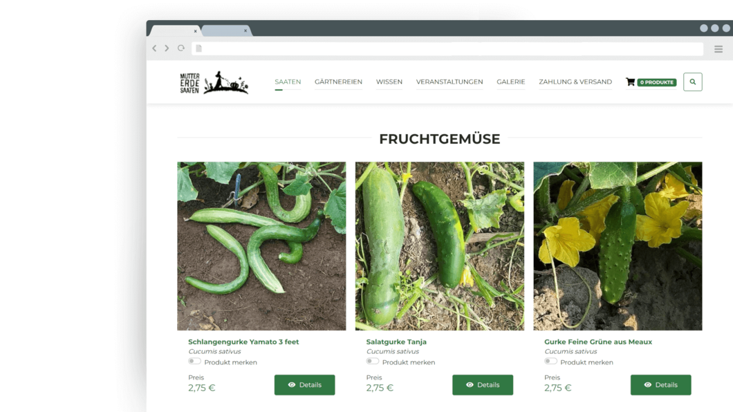 Product list view Product list view - Mutter Erde Saaten implemented by coding.ms