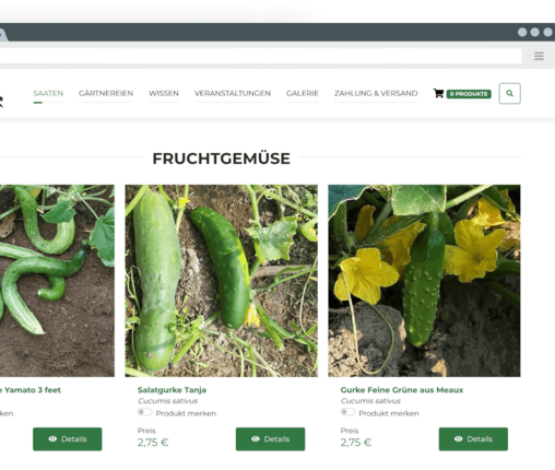 Product list view Product list view - Mutter Erde Saaten implemented by coding.ms