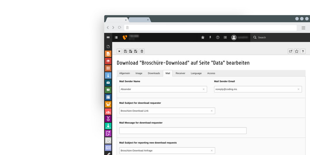 Double Optin Download mail settings Set the Double Optin Download mail settings