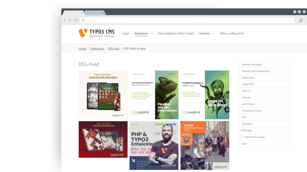 RSS-App RSS-Feed von Instagram im Frontend