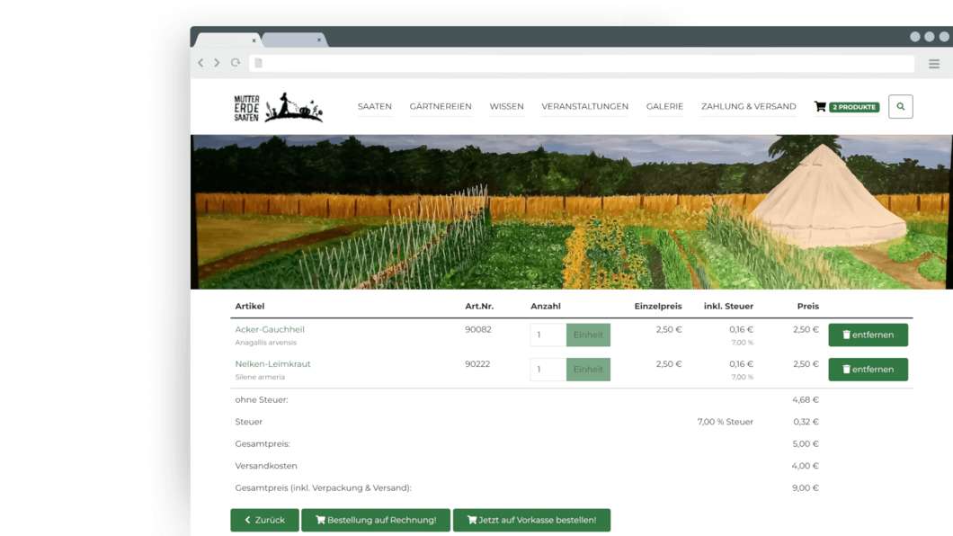 Basket view Basket view - Mutter Erde Saaten implemented by coding.ms